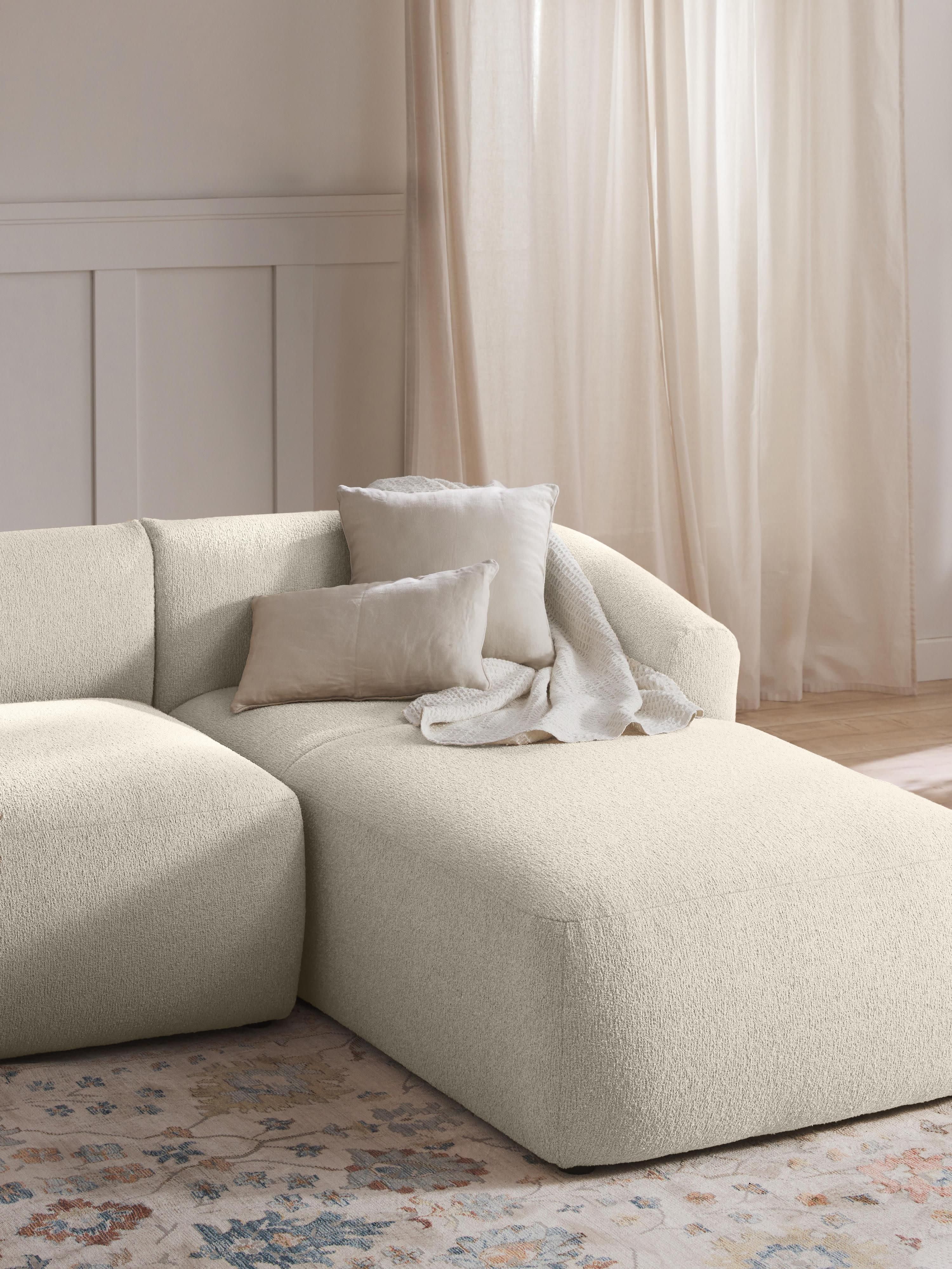 Chaise longue hoekmodule Sofia uit bouclé