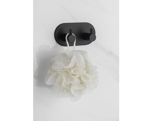 form&style klevende haakstrip, 2-weg rond, matzwart