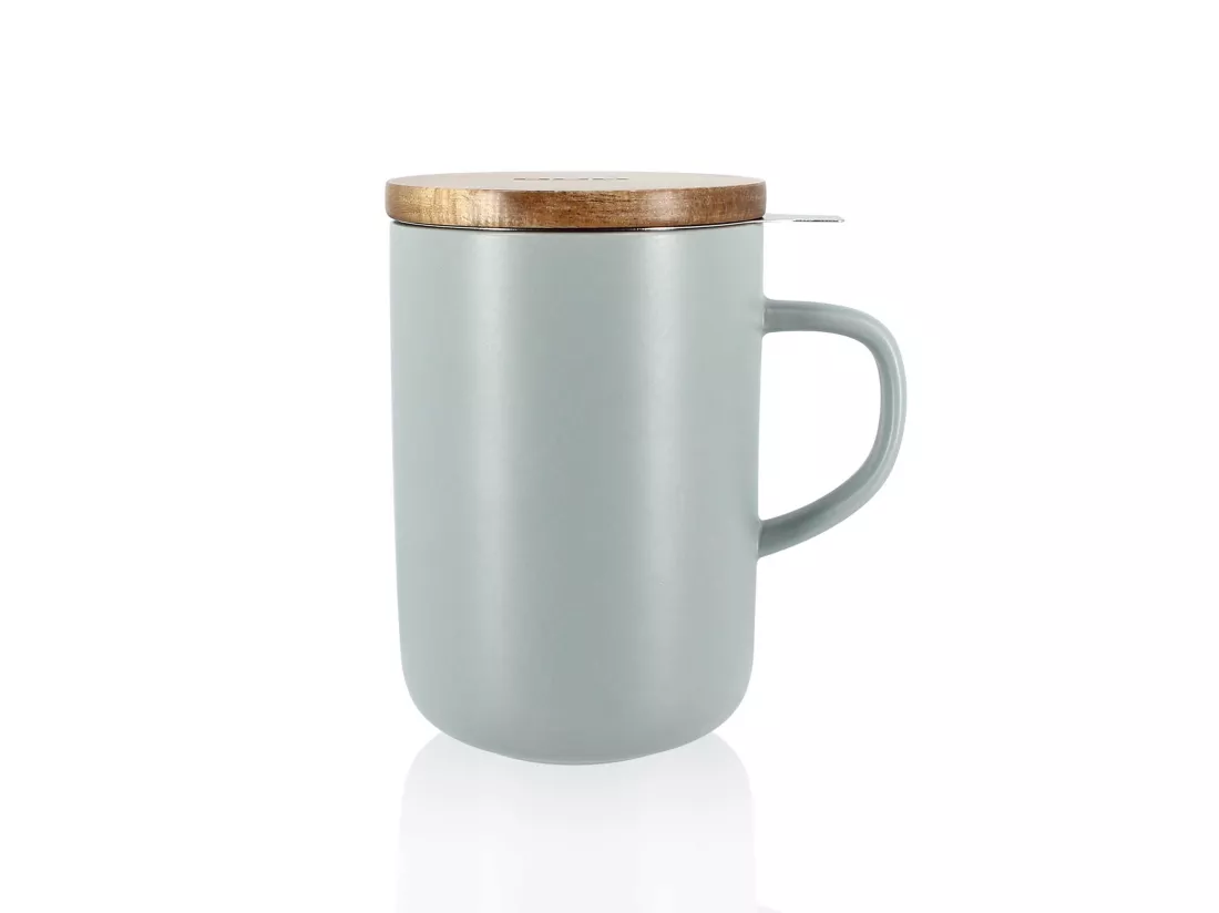 Ogo Living - Tisaniere Juliet Perle En Gres Et Couvercle En Acacia De 475 Ml Ogo