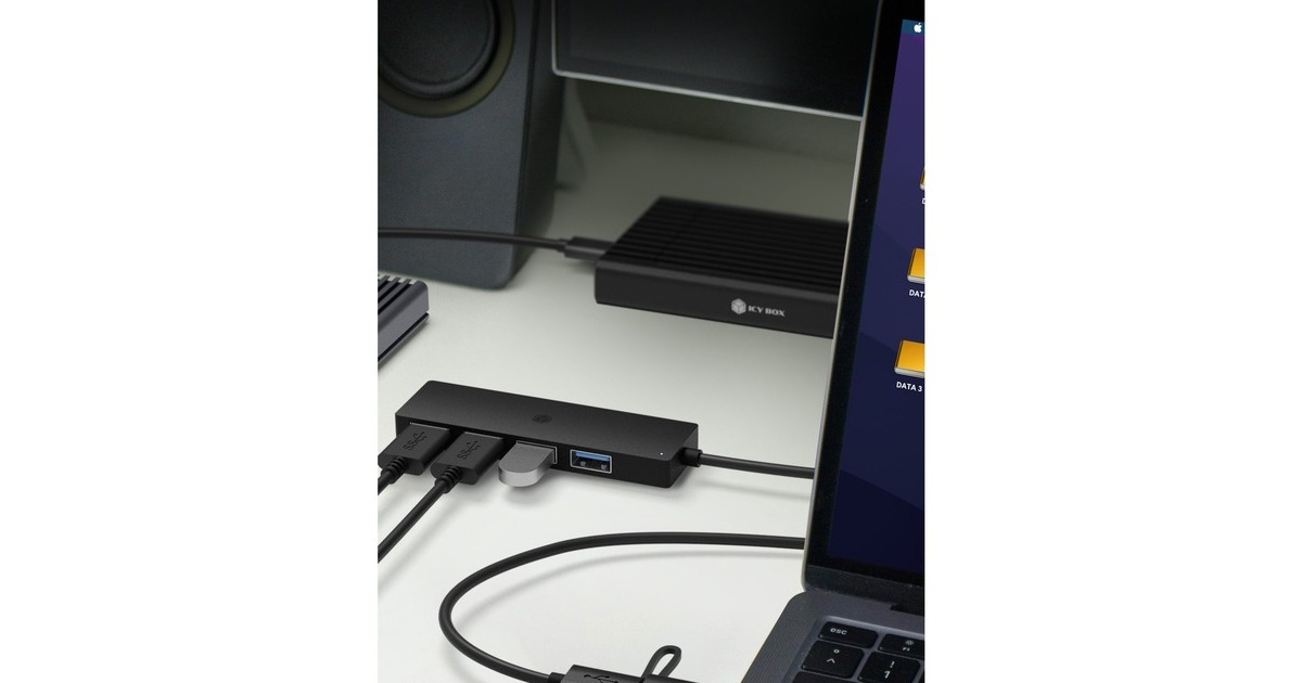 ICY BOXIB-HUB1424-C3 usb-hub  (Zwart, 4x USB-A 3.2 (5 Gbit/s))