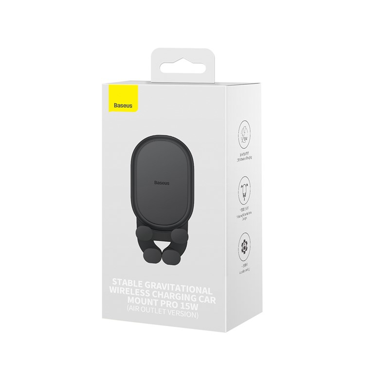 (15W) Verstellbare Qi Wireless Charge Auto KFZ Smartphone Halterung Ladegerät für Air Frame Lüftungsgitter - Schwarz