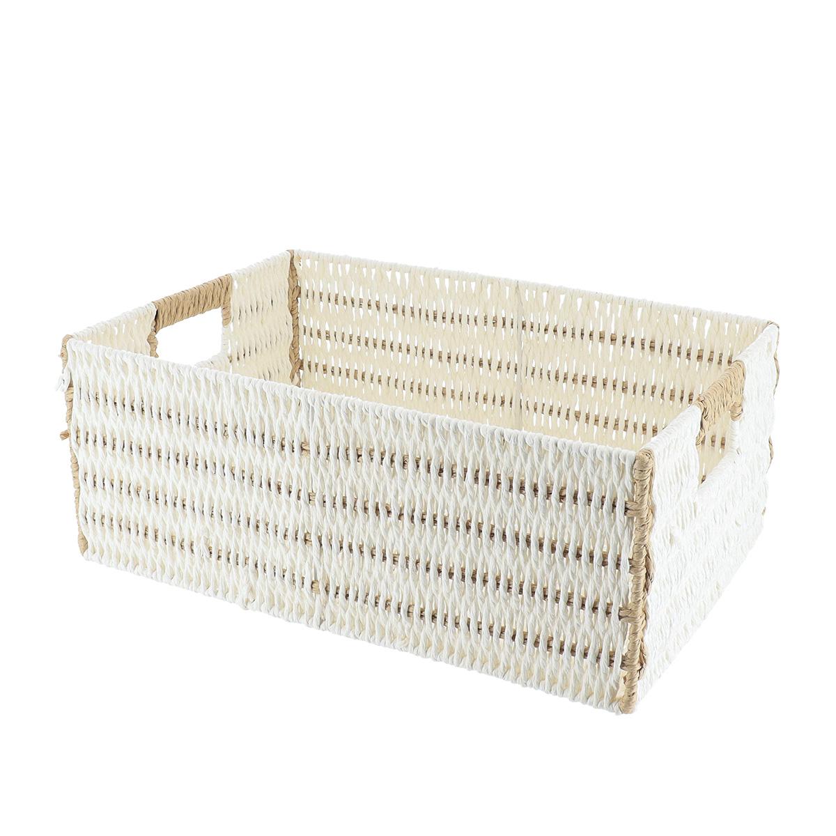 PANIERE PAPIER BICOLORE 39X27X15.5CM BLANC NATUREL