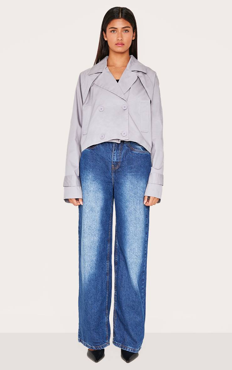 Gris Trench-coat Court Avec Détail De Patte De Tempête