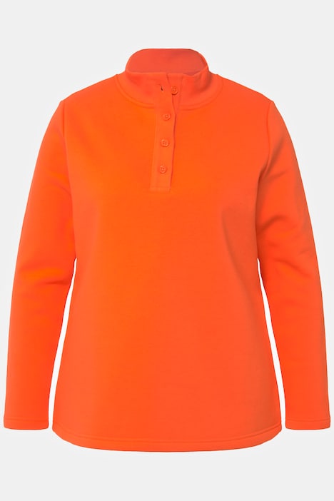 Sweatshirt, Strick-Stehkragen, Knöpfe, Langarm