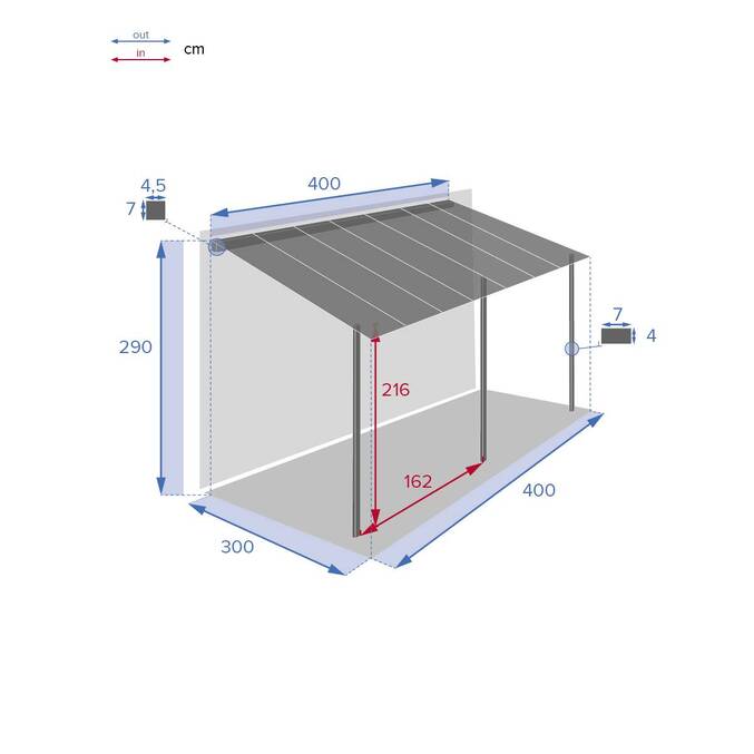 Pergola adossée BELIZE Graphite