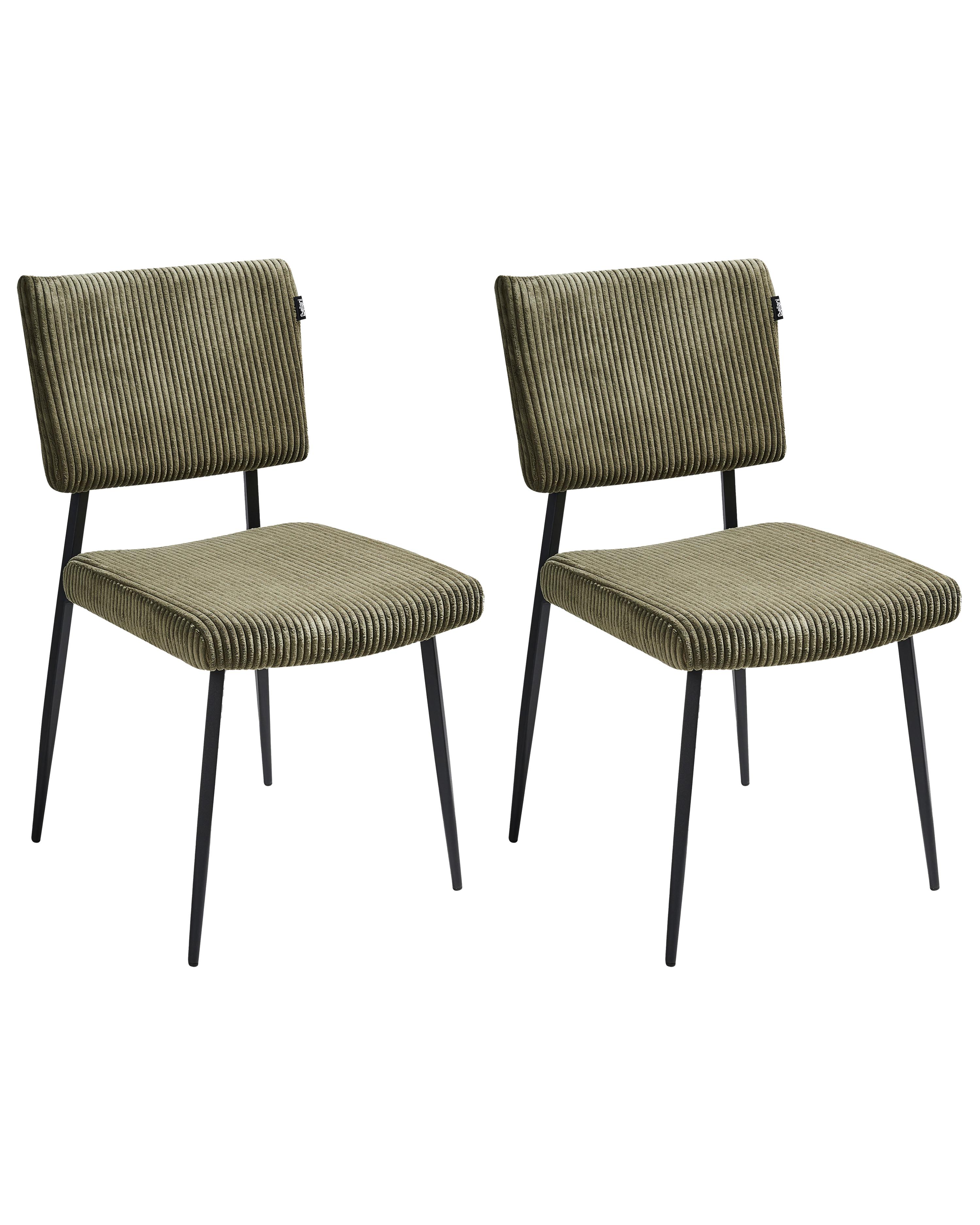 Set van 2 eetkamerstoelen STURGIS Corduroy Olijfgroen