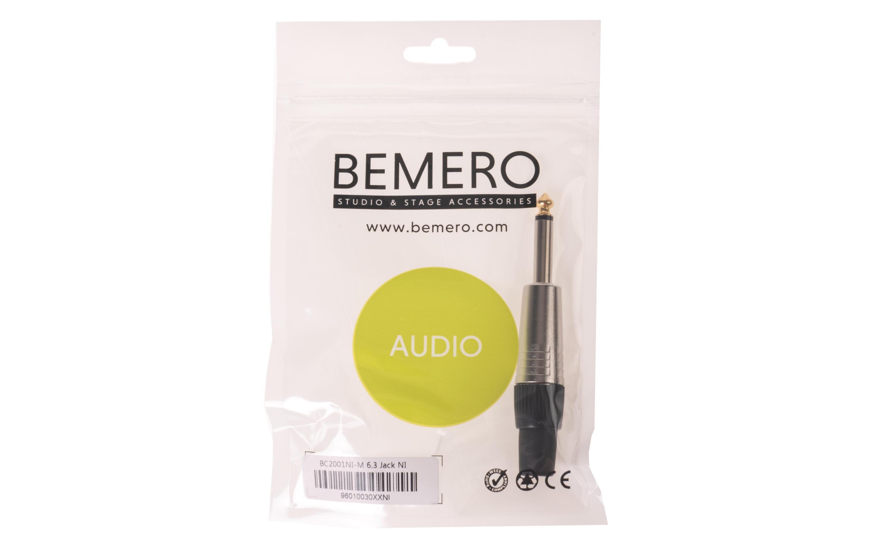 Stecker BC2001NI-M 6.3 mm Mono Klinkenstecker NickelHochwertiger und robuster Bemero XLR-Stecker