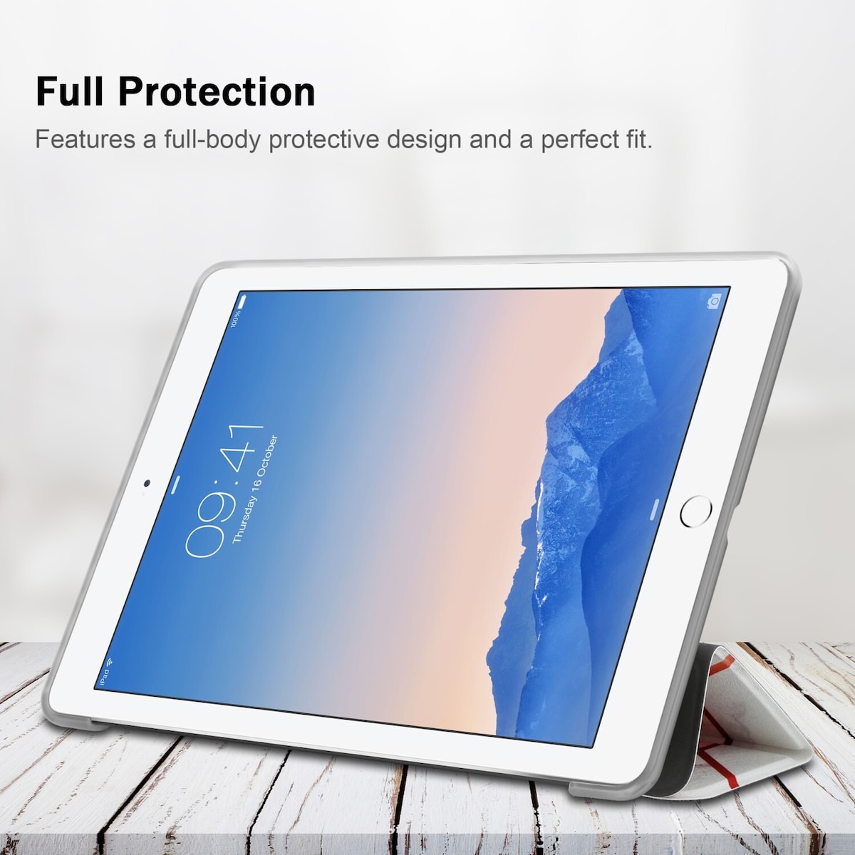 iPad 2 / 3 / 4 lommebokdeksel cover (hvit)