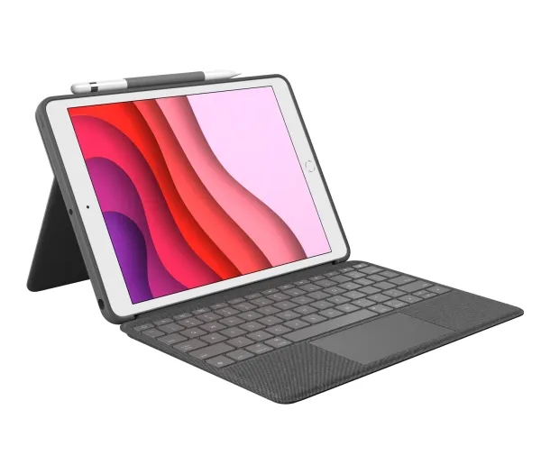 Logitech® | Combo Touch - Tastatur og folio-kasse - med trackpad - bagbelyst - Apple Smart connector - QWERTY - Pan Nordic - grafit - for Apple 10.2-inch iPad (7. generation, 8. generation, 9. generation)