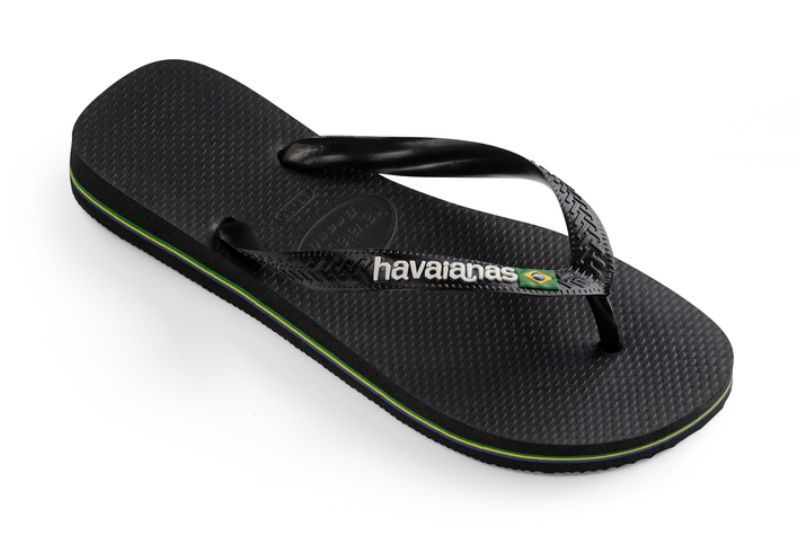 HAVAIANAS BRASIL LOGO KLIPKLAPPER I SORT GUMMI