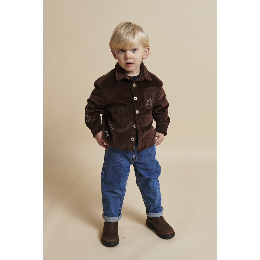Køb COPENHAGEN COLORS Dk Brown Comb Corduroy Overshirt W. Emb.