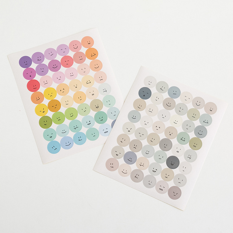 (48er Set) Ø15mm Runde Smiley Aufkleber Emoji Sticker Selbstklebende Lehrer Etiketten - Bunt