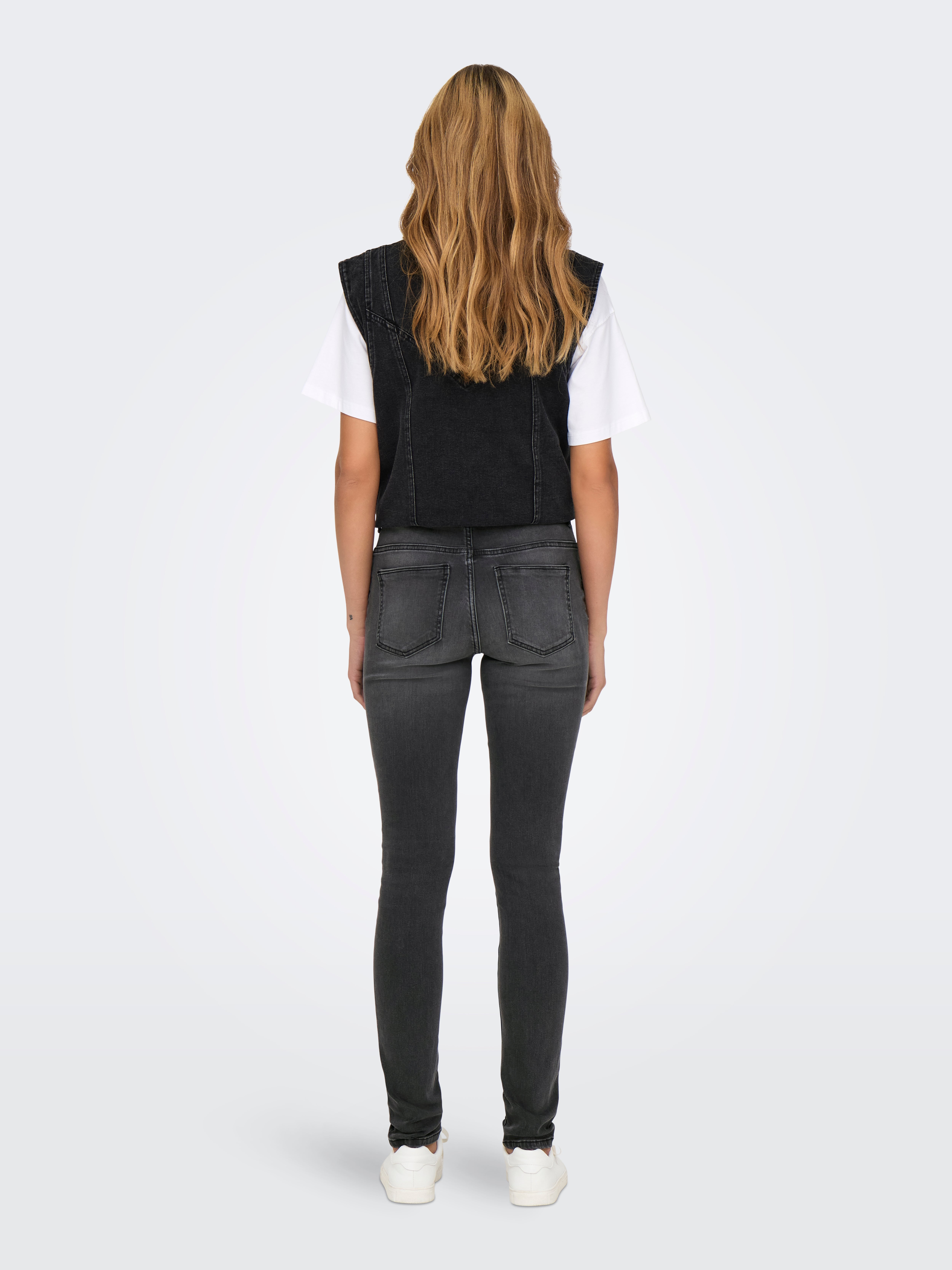 ONLPAOLA Hohe Taille Skinny Fit Jeans Grey Denim