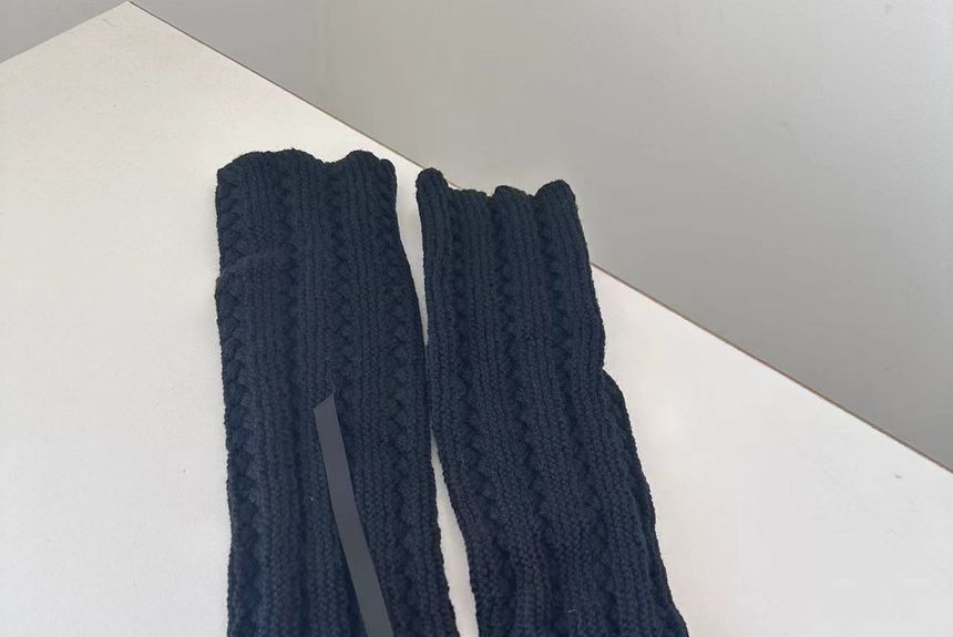 laceyleft - Effen geplooide pointelle gebreide beenwarmers
