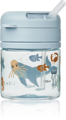 LIEWOOD Pavia Tritan Sugerørkopp 280 ml, Sea Creature/Sandy