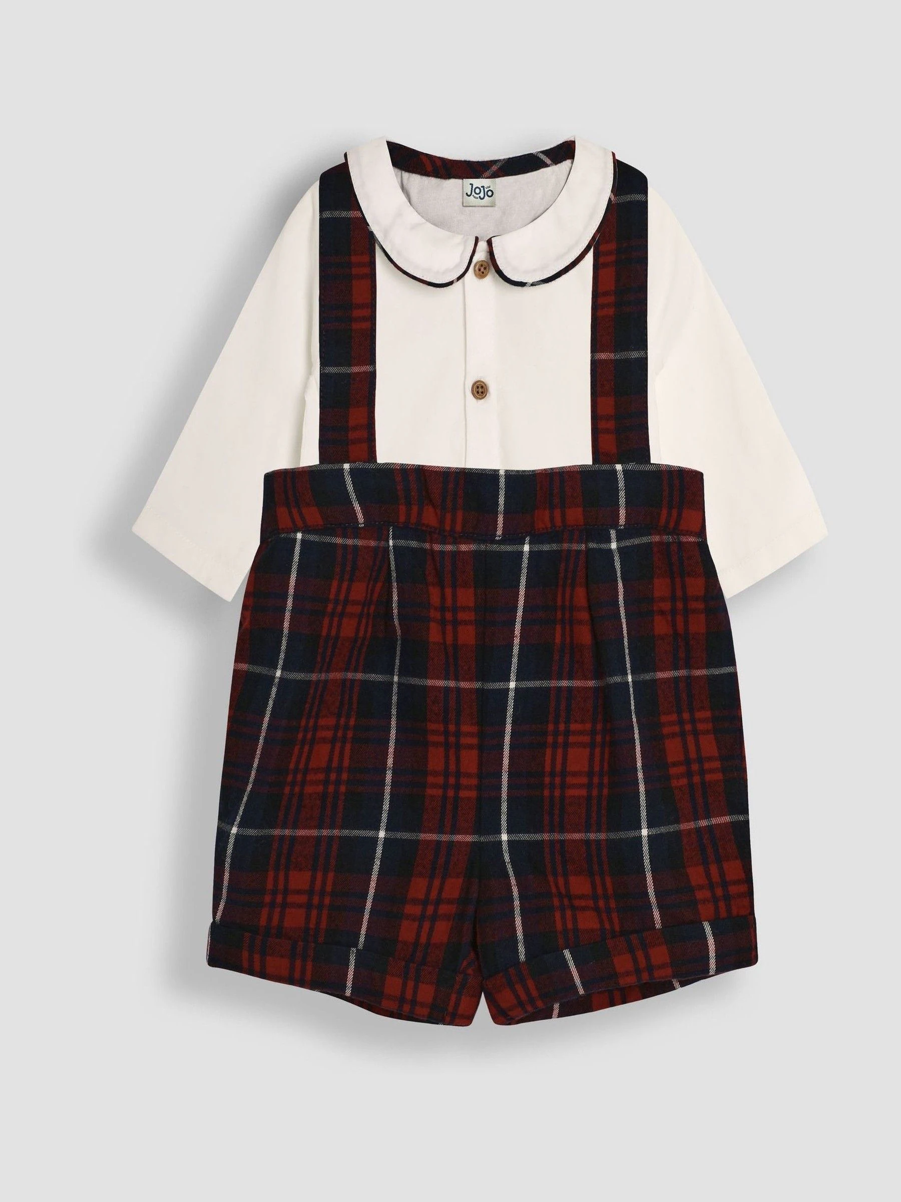 JoJo Maman Bébé 2-delige set van body en geruite shorts