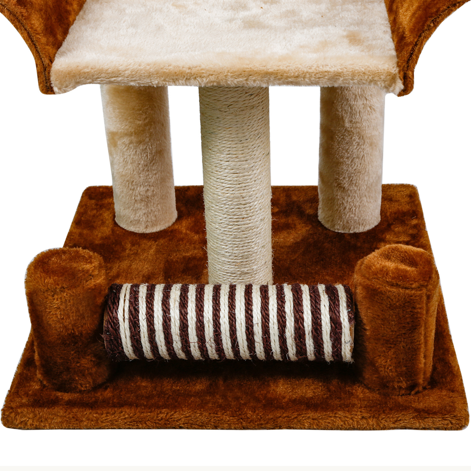 Nobleza - Arranhador para Gatos com Duas Plataformas, Caverna e Brinquedos Pendurados. Marrom, 52*25*47 cm.