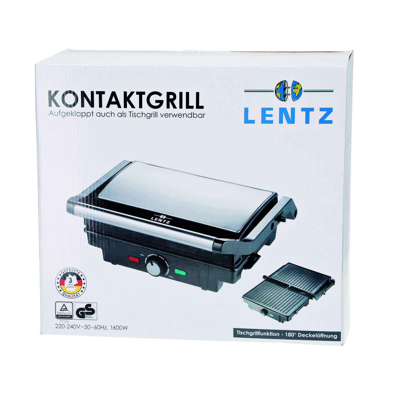 LENTZ Kontaktgrill 25,5x18cm 1600W