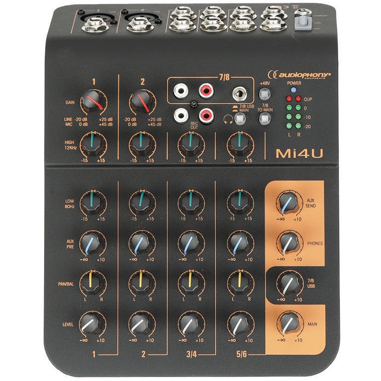 Audiophony Mi4U 4-kanaals mengpaneel met USB-poort