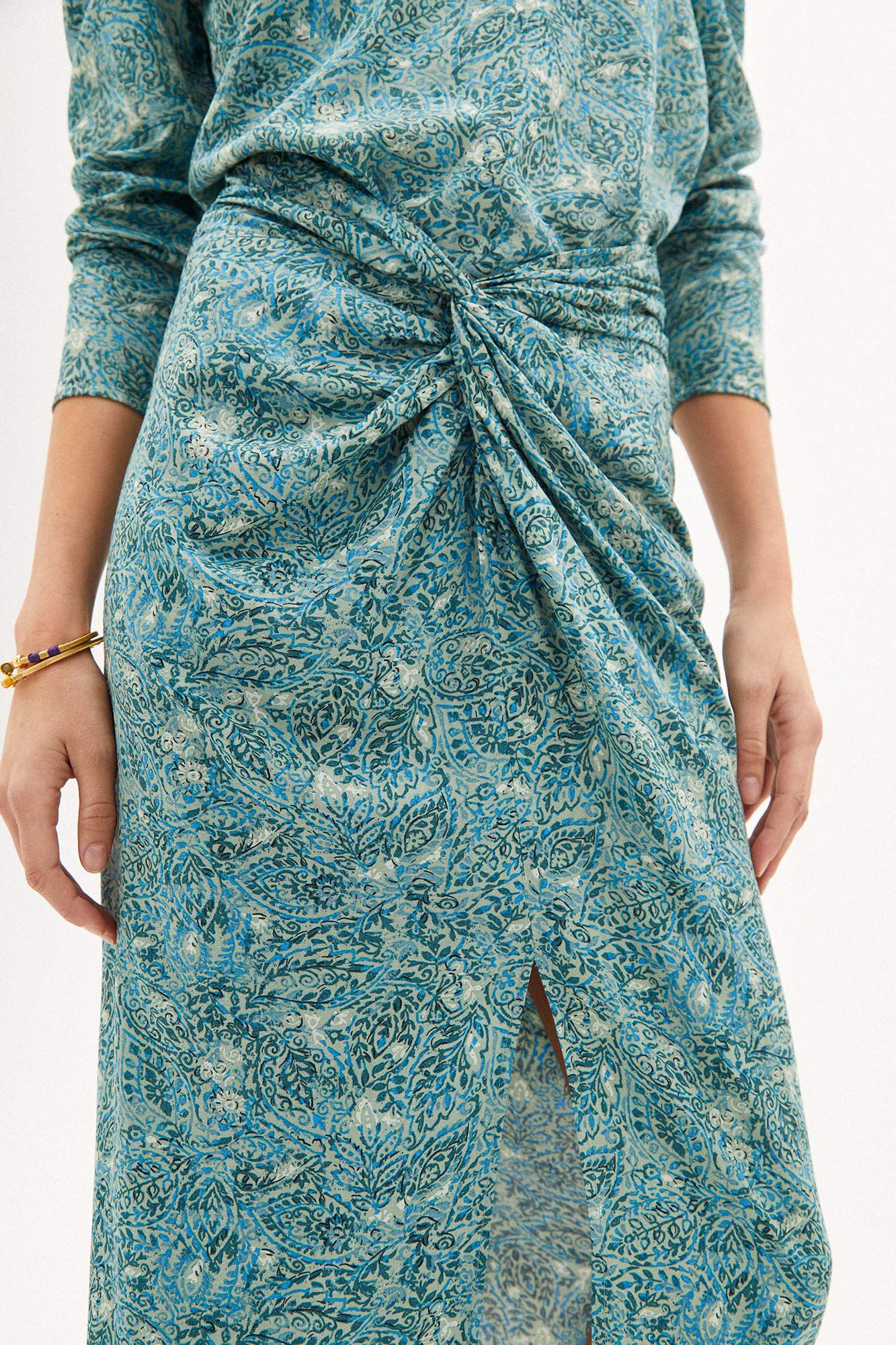 Saia midi estampada Janet - Bordô