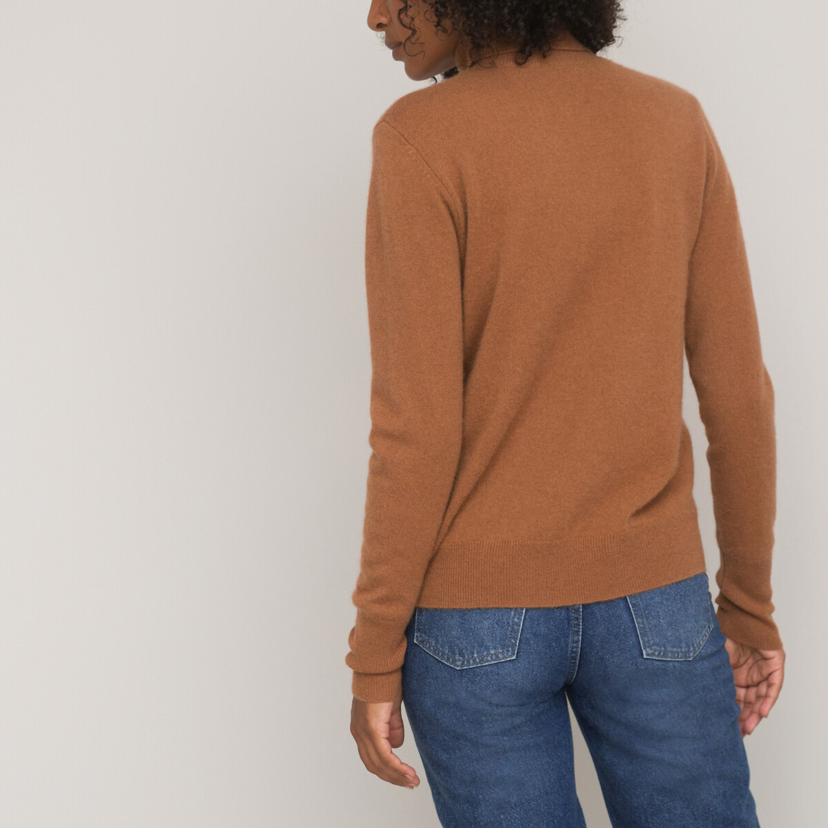 COLEÇÕES LA REDOUTE<br>Suéter de gola alta em malha fina de cashmere