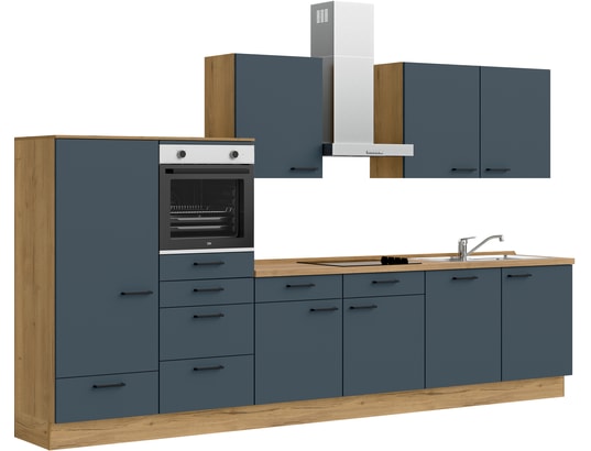 CONCEPT1 - Pack Cuisine Carena 360cm L12 Gauche Bleu fjord ultra-mat