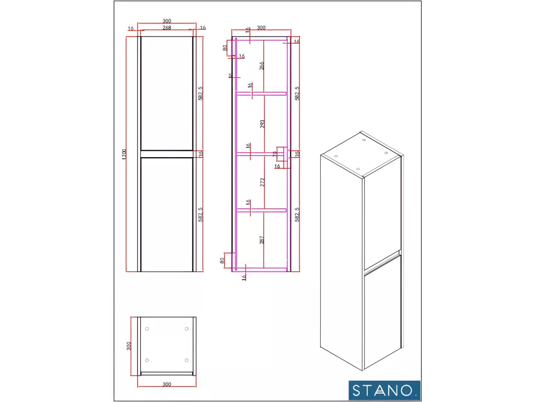 Grande armoire de rangement FORTINA hauteur 120 cm chêne clair