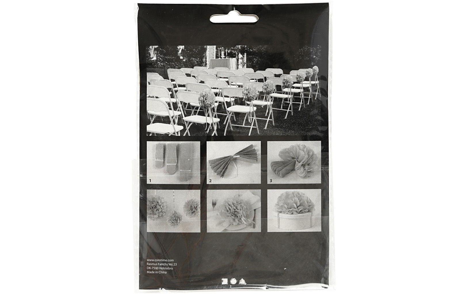 Pompons 20 + 24 + 30 cm 3 Stück, CrèmePapier-Pompons Creme