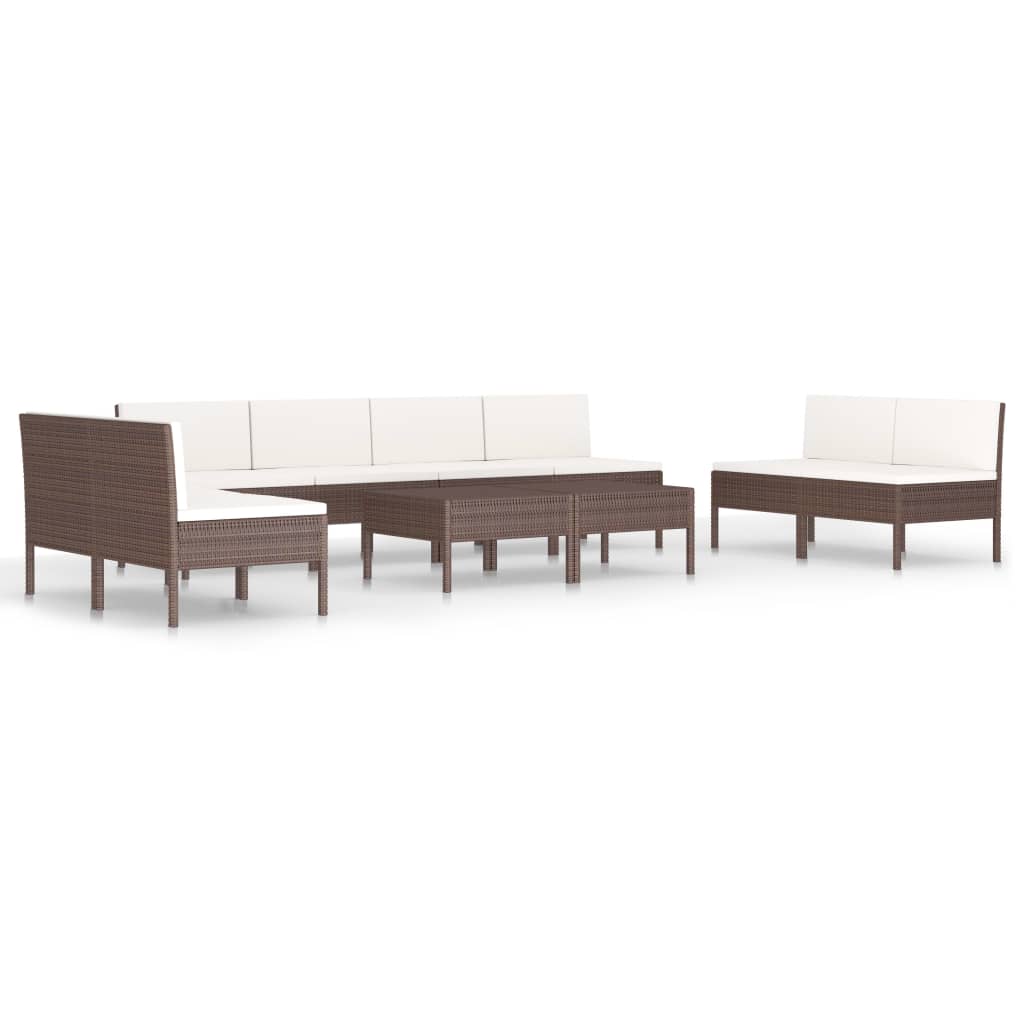 Salon de jardin meuble d'extérieur ensemble de mobilier 10 pièces avec coussins résine tressée marron