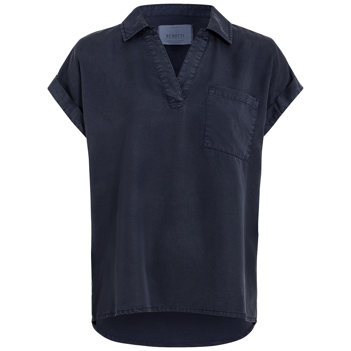 Gina Benotti Damen Bluse mit Brusttasche dunkelblau