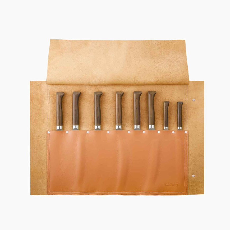 Natte cuir pour 8 couteaux de cuisine