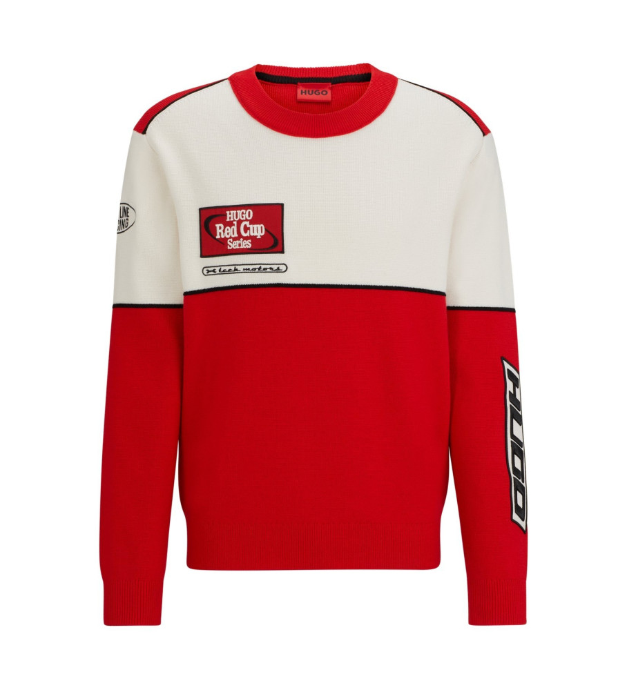 Camisa de futebol HUGO vermelha e branca