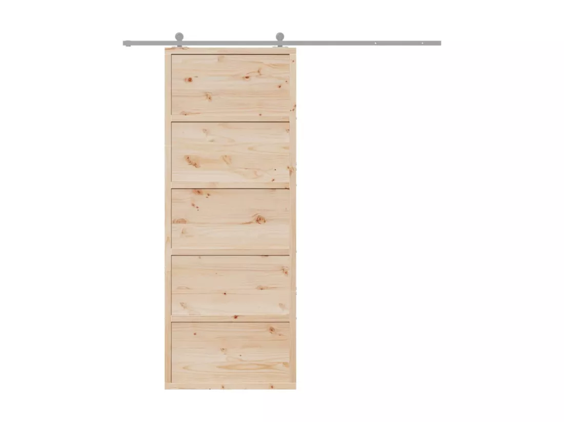 Porte de grange 80x208 cm bois massif de pin