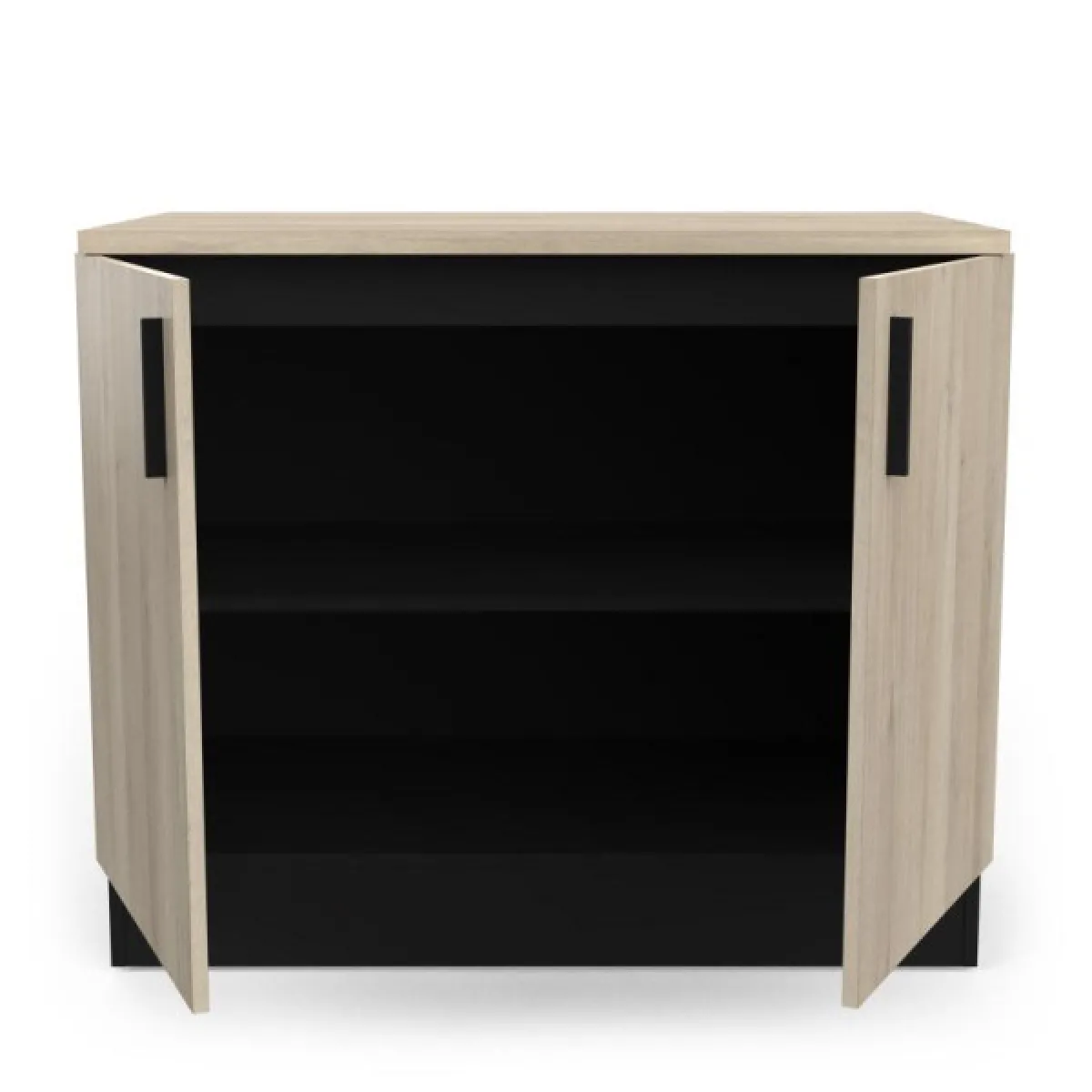 Dansmamaison ABINCI Meuble bas cuisine 2 portes noir/chêne