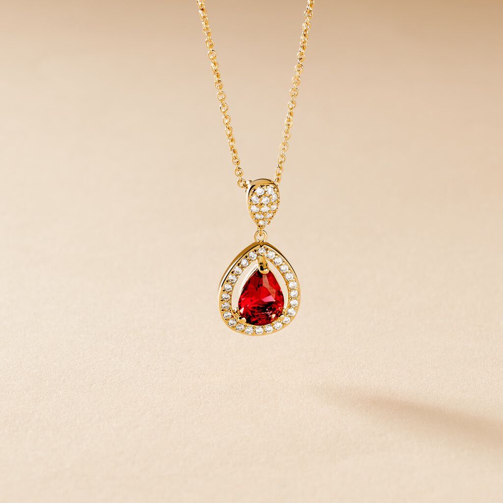 Collier Brigita Plaqué Or Pierre De Synthese Et Oxyde De Zirconium