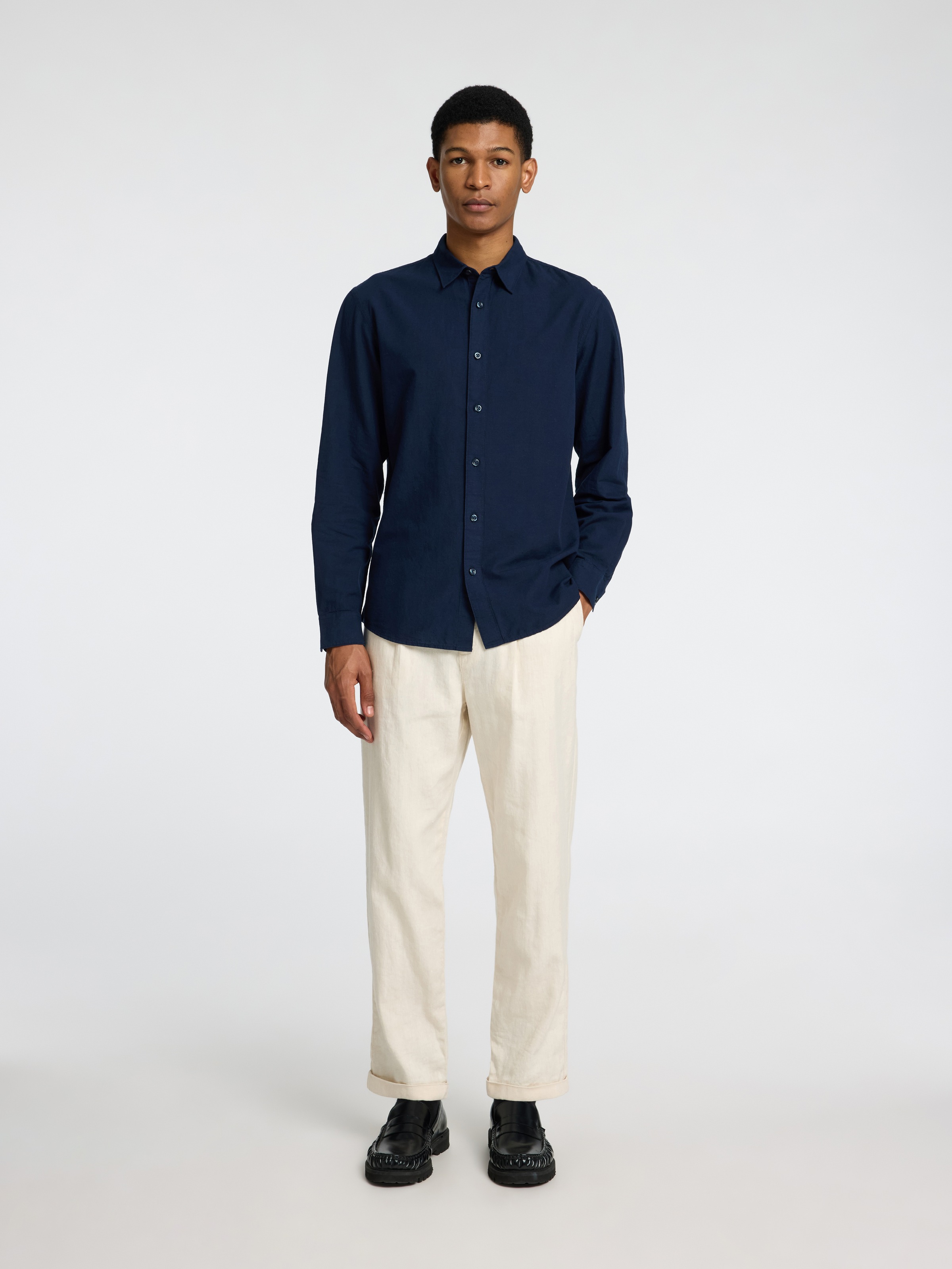 SELECTED HOMME Leinenhemd »SLHSLIMNEW-LINEN SHIRT LS NOOS«, unifarben