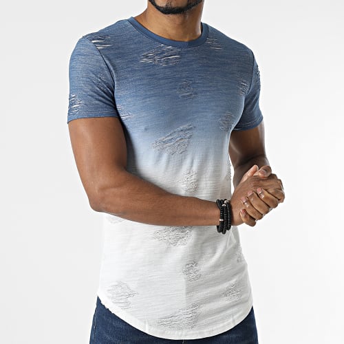 Tee Shirt Oversize Dégradé T2072 Bleu Blanc