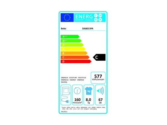 Beko Sèche-linge à évacuation 60cm 8kg blanc - DA8013PA