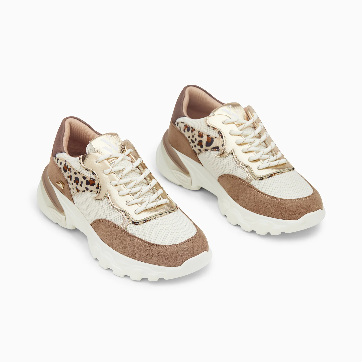 Sneakers-Baskets Samara noisette et or à semelle épaisse