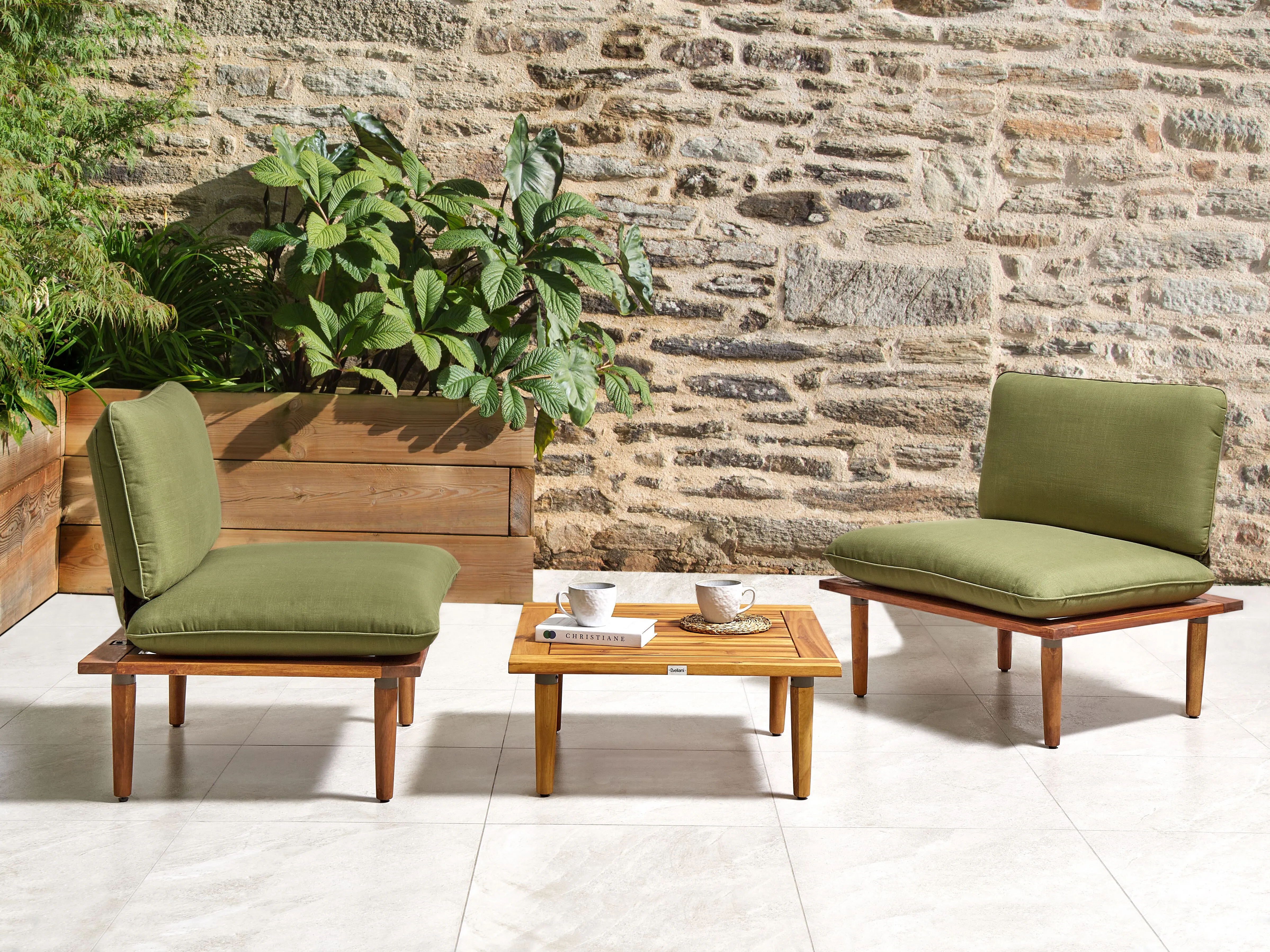 Set tuinkussenhoezen FRASCATI Olijfgroen