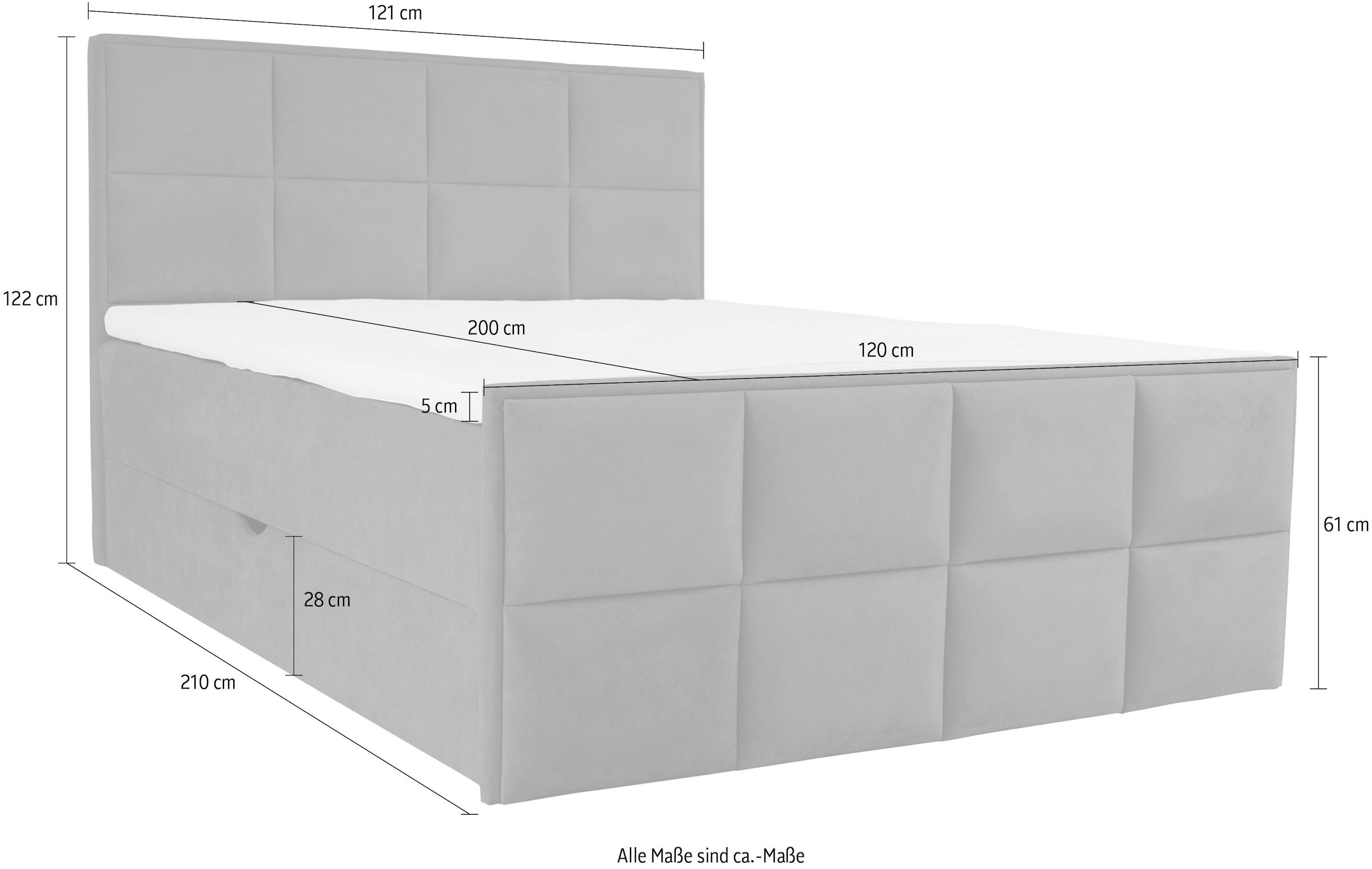 Leonique Boxspringbett »Timeo« in den Breiten 120,140,160 & 180 cm erhältlich