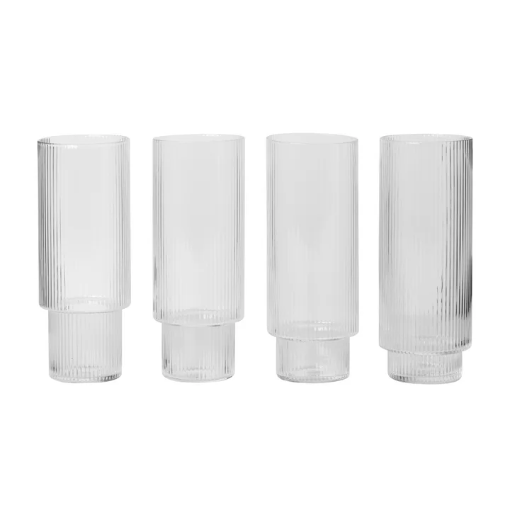Ferm Living - Ripple Longdrink-Gläser, klar (4er-Set)