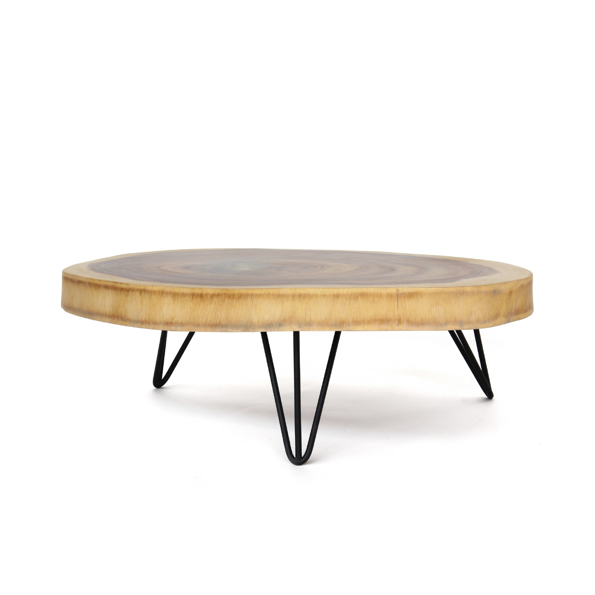 Couchtisch, massive Tischplatte, Akazie, natur, T ca. 80 cm, B ca. 100 cm, H 35 cm von fischer's lagerhaus