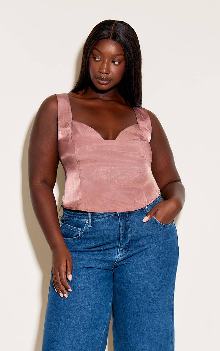 Mauve Corset En Satin Mat Avec Détail Bonnets Et Baleines