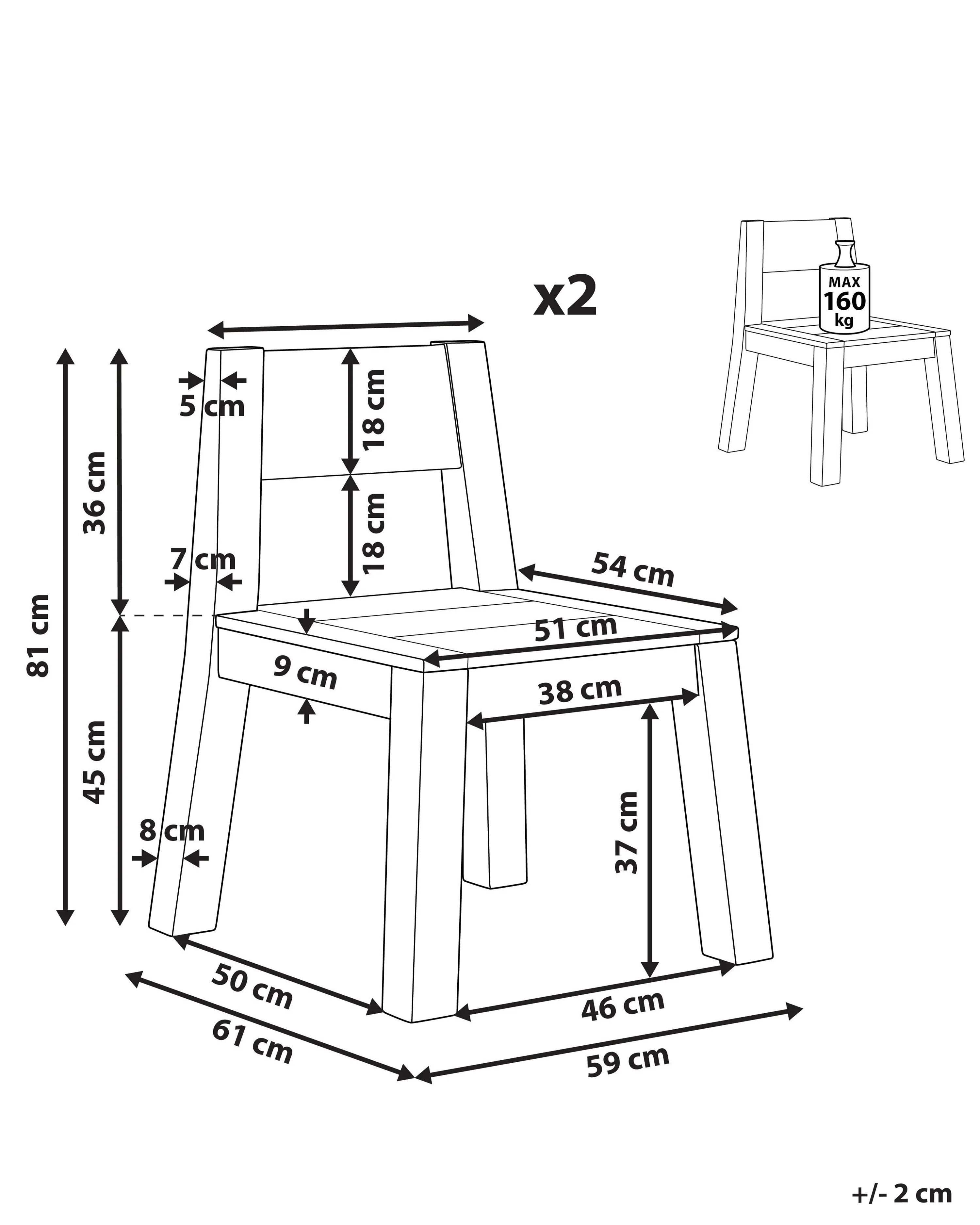 Set van 2 tuinstoelen LIVORNO Acaciahout Bruin