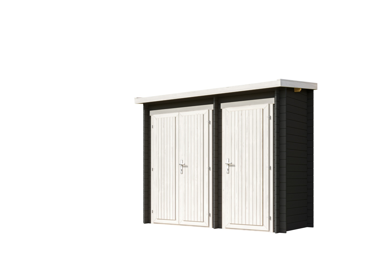 Blockbohlenhaus - carbongrau - Fichtenholz massiv - 280x125 cm