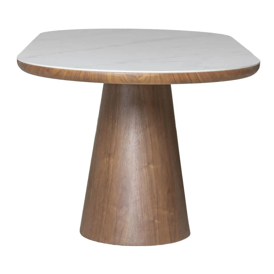 Eettafel Wit Keramiek/Walnoot - 200x90x77cm - Alba