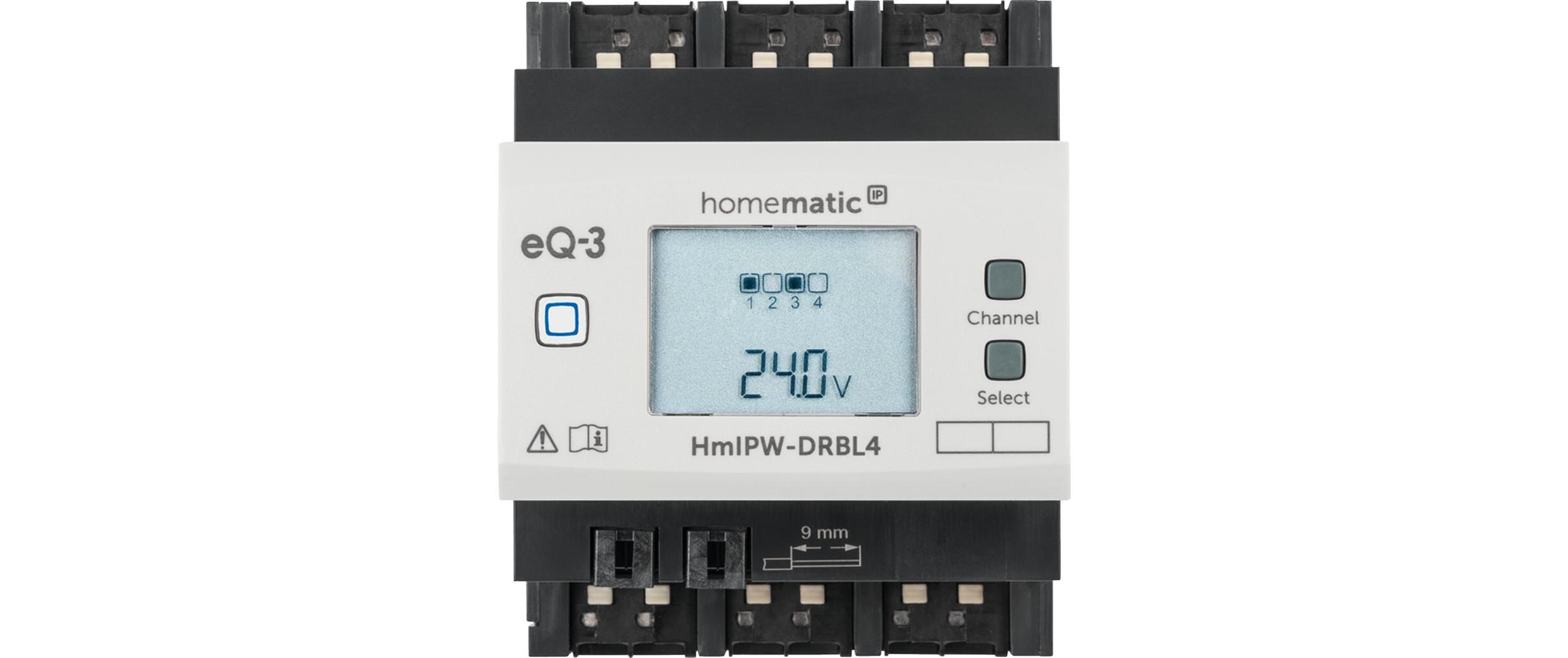 Smart Home Wired Jalousieaktor 4-fach<br>Flexible Steuerung angeschlossener Jalousien, Rollläden und Markisen über vier Kanäle – HmIPW-DRBL4