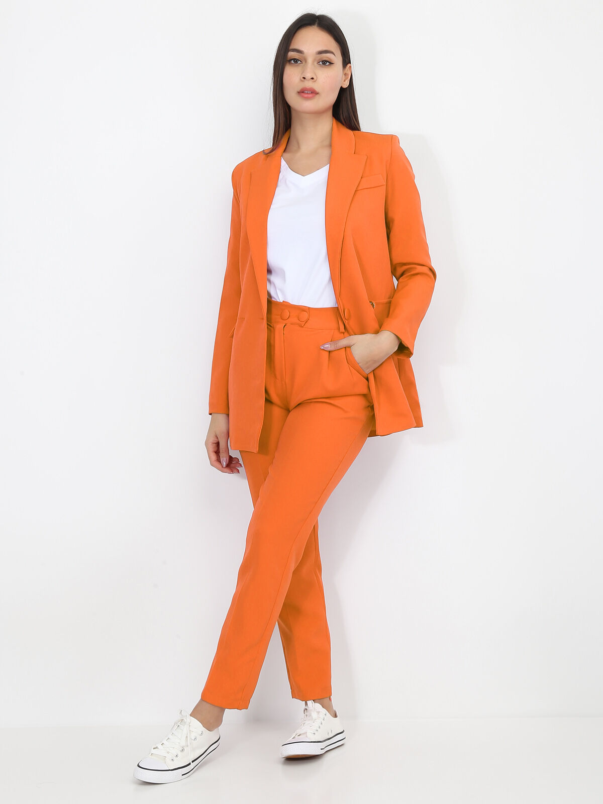 Ensemble tailleur droit- orange