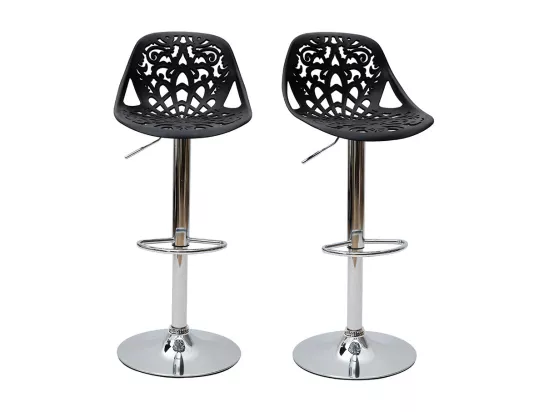 Tabourets de bar design avec motif baroque noir (lot de 2) BAROCCA